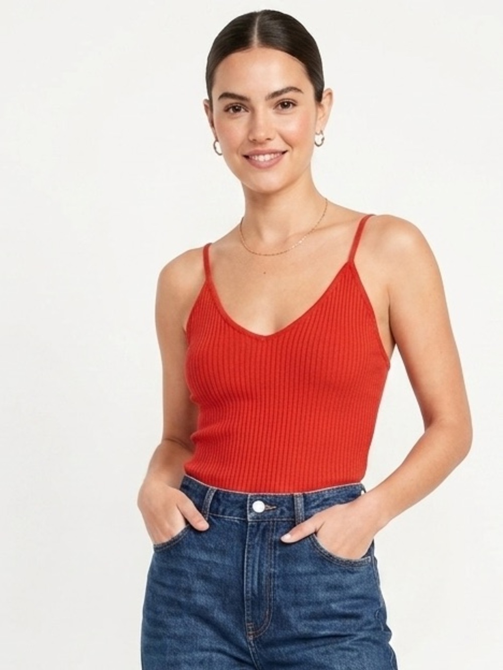 Noisy May Red Ribbed Spaghetti Strap Camisole